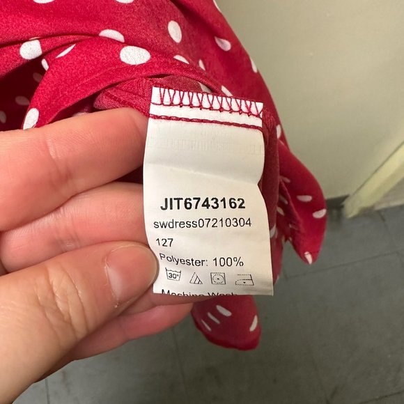 Shein Red Keyhole Neck Dress with White Dots, XS, Pre-owned - Picture 5 of 6